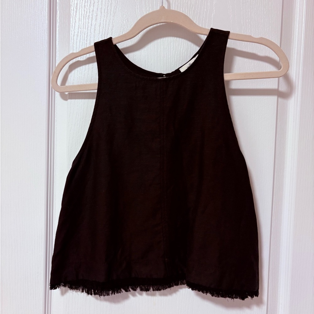 Aritzia Wilfred Black Fringe Hem Tank Top